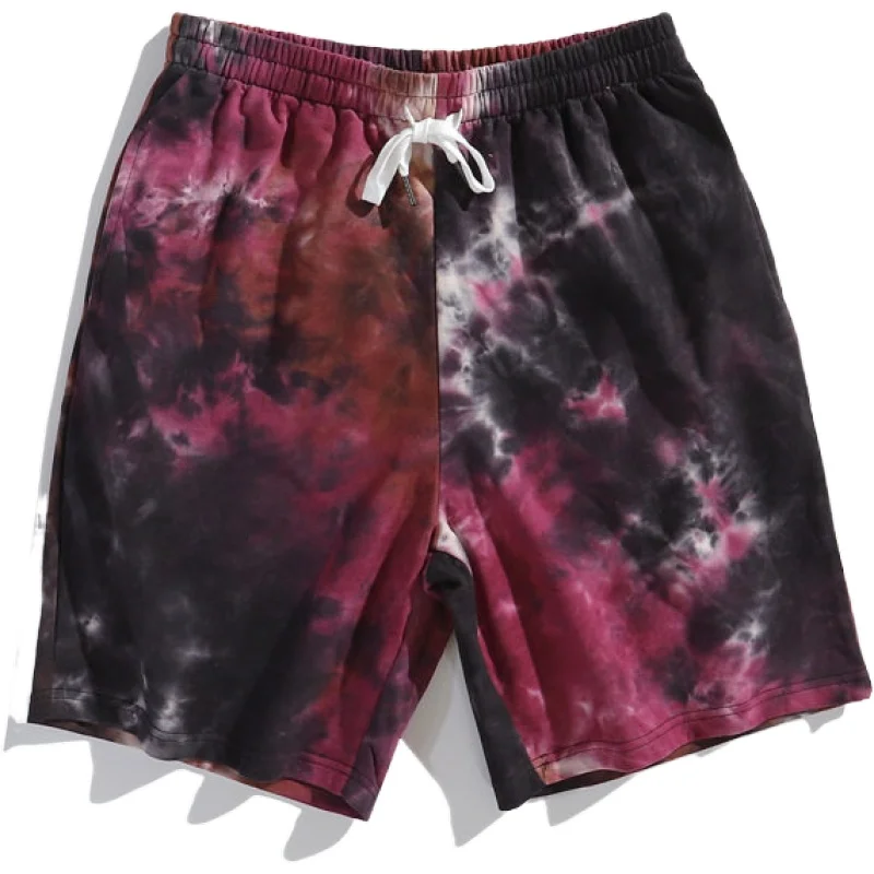 Wholesale loose  comfortable Mens 100%Cotton French Terry Casual Shorts Tie Dye Shorts Mens Shorts