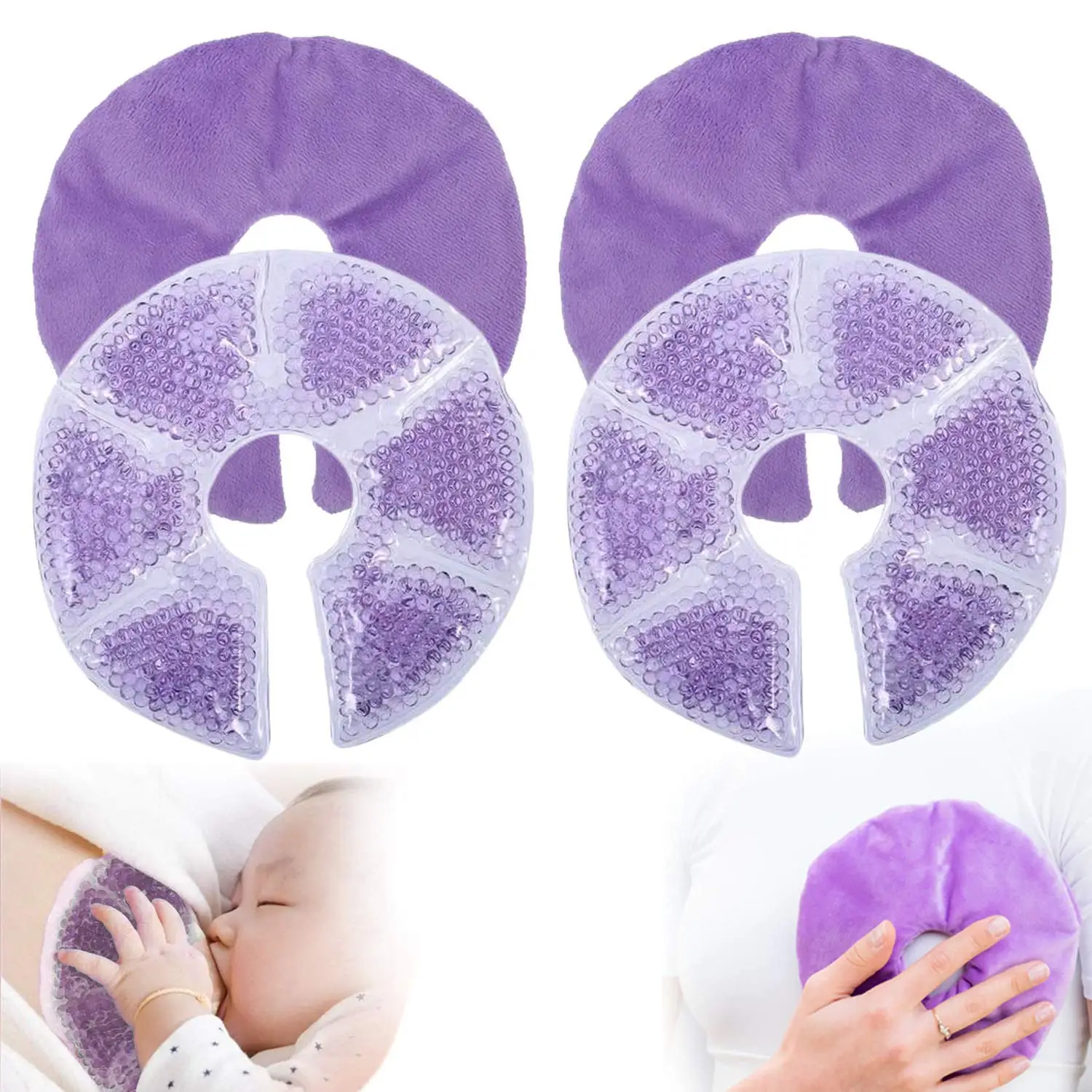 Breast Therapy Pads Breast Ice Pack Reusable Hot and Cold Therapy Breastfeeding Gel Pads