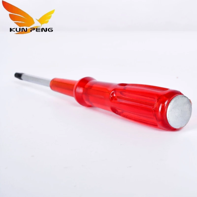 Factory Wholesale Red Transparent Handle Flat Blade Slotted Screwdriver Crv Phillips Magnetic Screwdriver