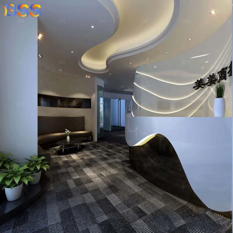 Spa Reception Desk Front Luxury Design Europe Artificial Stone Modern White Black Beauty Semi Circle Salon Spa Reception Desk
