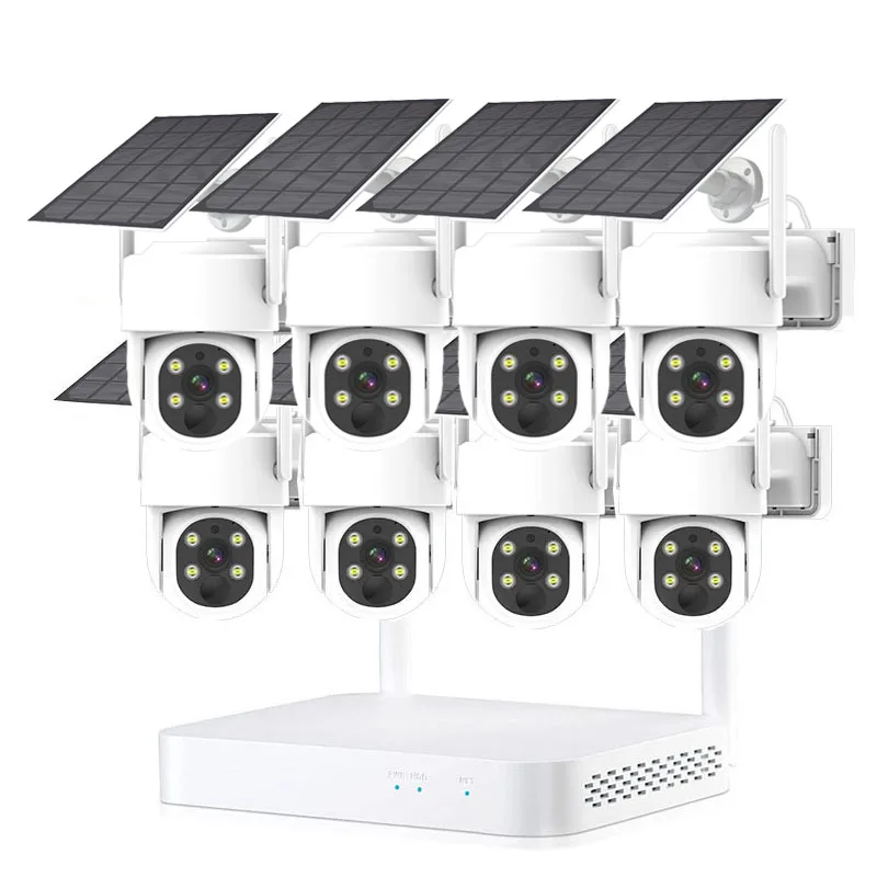 Solar Panels 4CH CCTV wireless System 4MP Outdoor Battery Powered Camera NVR Set Security Camera Wifi