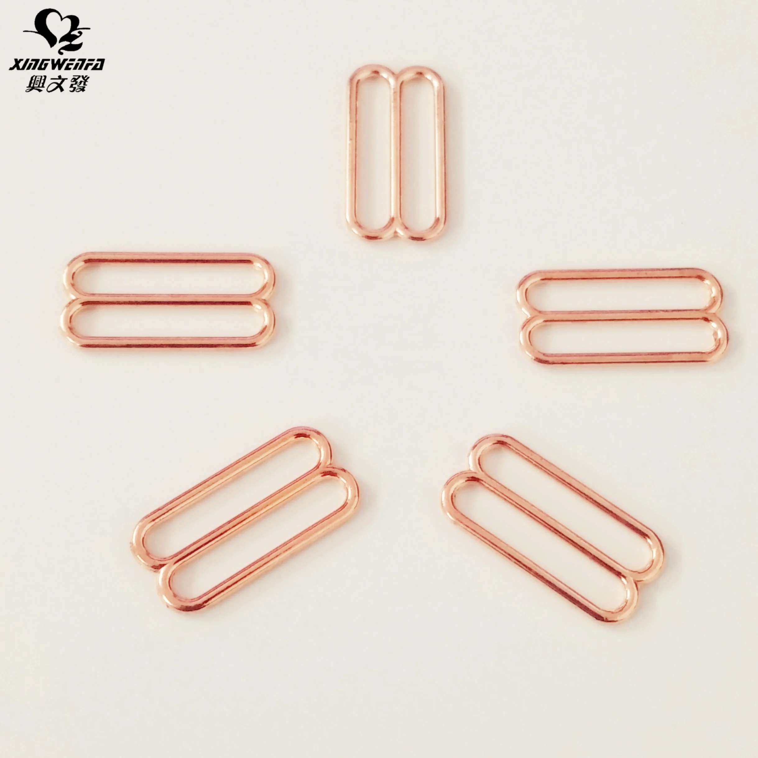 Underwear accessories 18mm Eco friendly nickle free lead free zinc alloy metal buckle Rose Gold bra strap adjuster sliders