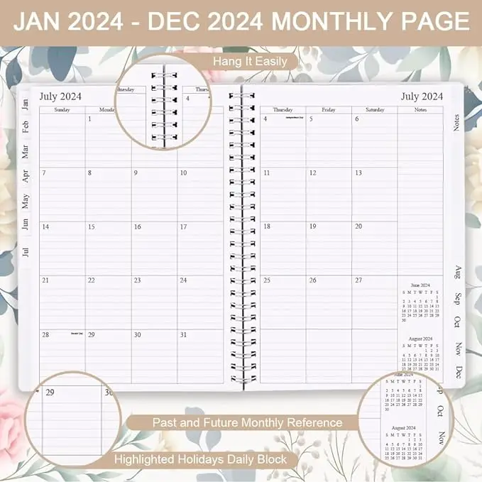 Wholesale 2024 English Calendar 365-day Daily Office Planner A5 Leather Schedule Notebook