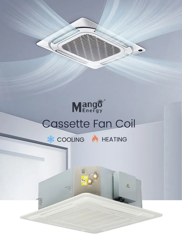 Four Way Cassette Fan Coil Unit 4 Pipe Ceiling Central Air Conditioner System cooling and heating