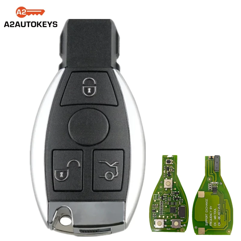 A2AUTOKEYS For Mercedes Benz Year 2000+ Supports Original NEC and BGA 3 Buttons 315/433 MHZ Smart Remote Car Key