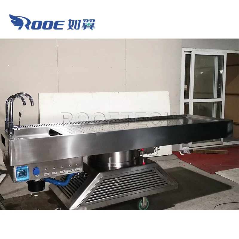 Double Exhaust Lift Rotating Forensic Equipment Body Autopsy Table with Tissue Shredder