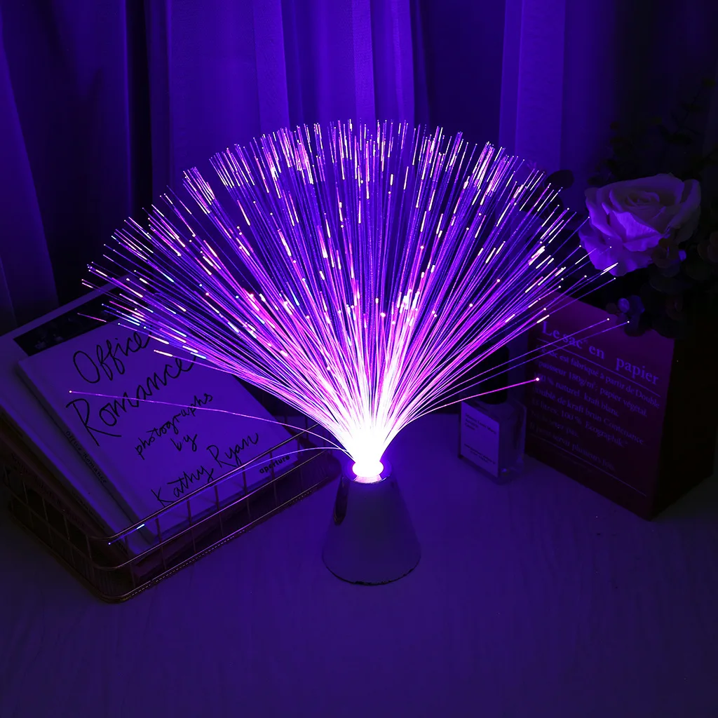 USB Rechargeable  Battery Operated Color Changing Party Crystal Fiber Optic Lights Led Optical Fiber Fountain Night Lamp
