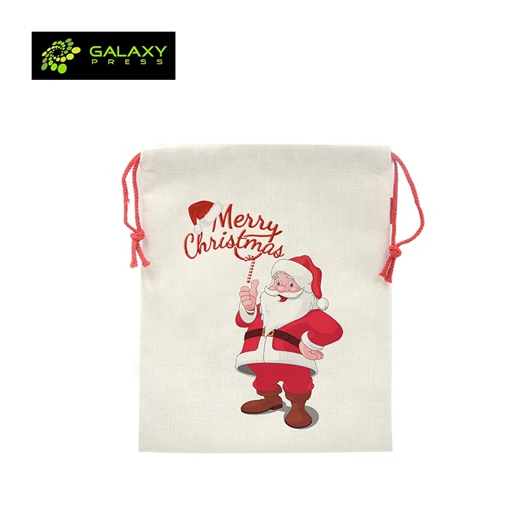 Сублимационные заготовки льняной Рождественский мешок Санта