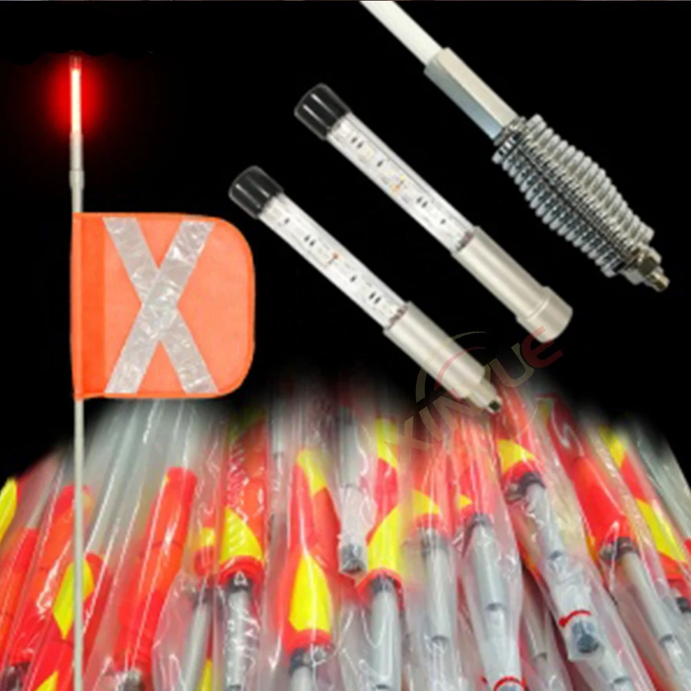 Flexibility Collapses To 44Cm Tele Construction Flag Whip Pole Led 8 Inch Light On The Top Led Flag Pole Whip