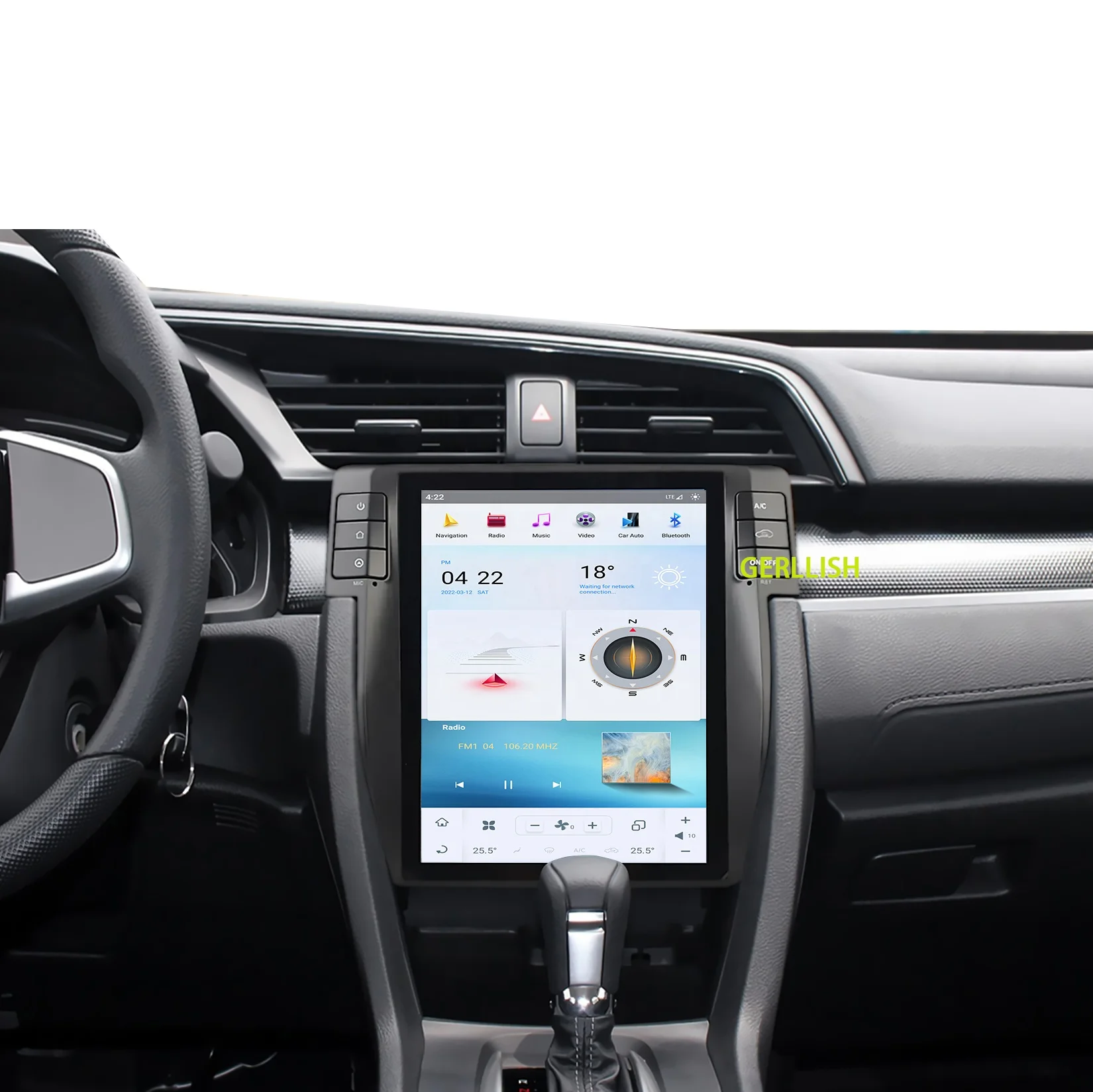 For Honda Civic 2016-2020 10.4 Inch Android Tesla Screen Car GPS Navigation Multimedia Player Radio Tape Recorder Headunit