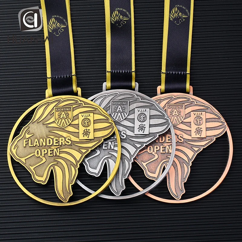 custom antique gold metal 3D enamel logo USA world taekwondo federation medals