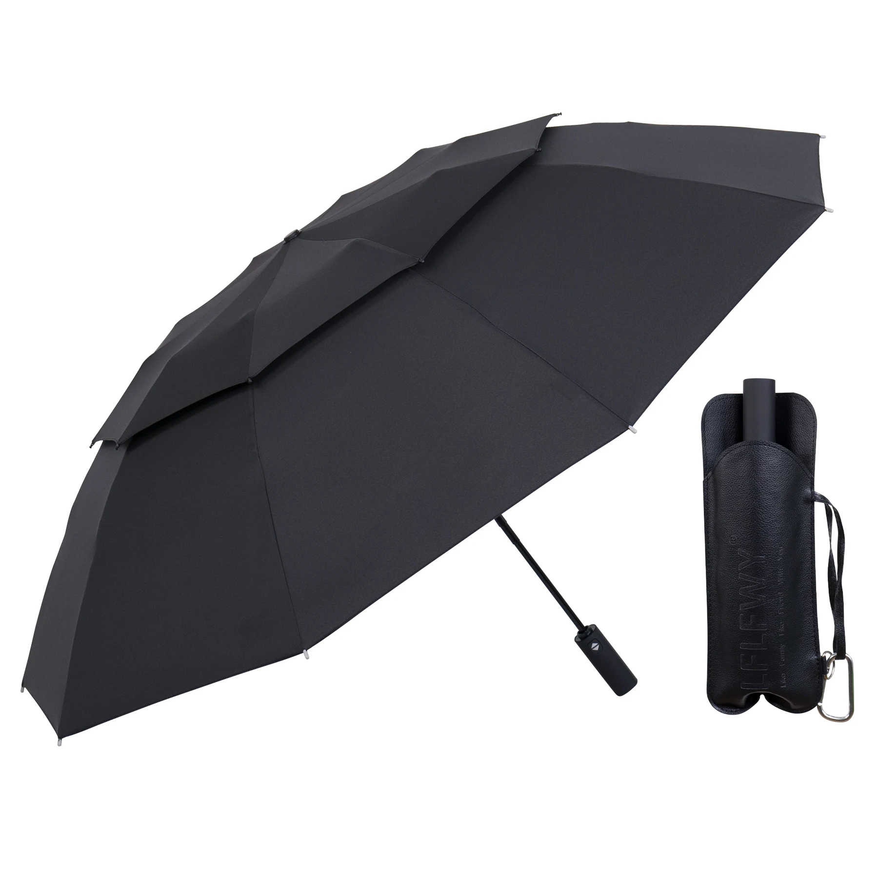 25 inch Automatic Open and Close Windproof Double Layer Air Vented 3-Folding Inverted Umbrella
