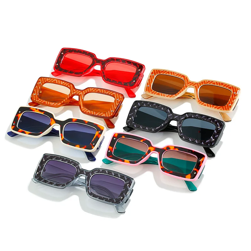 2024 New Square Sunglasses Personality Pattern Contrast Color Glasses Fashion internet celebrity Advanced Sunglasses