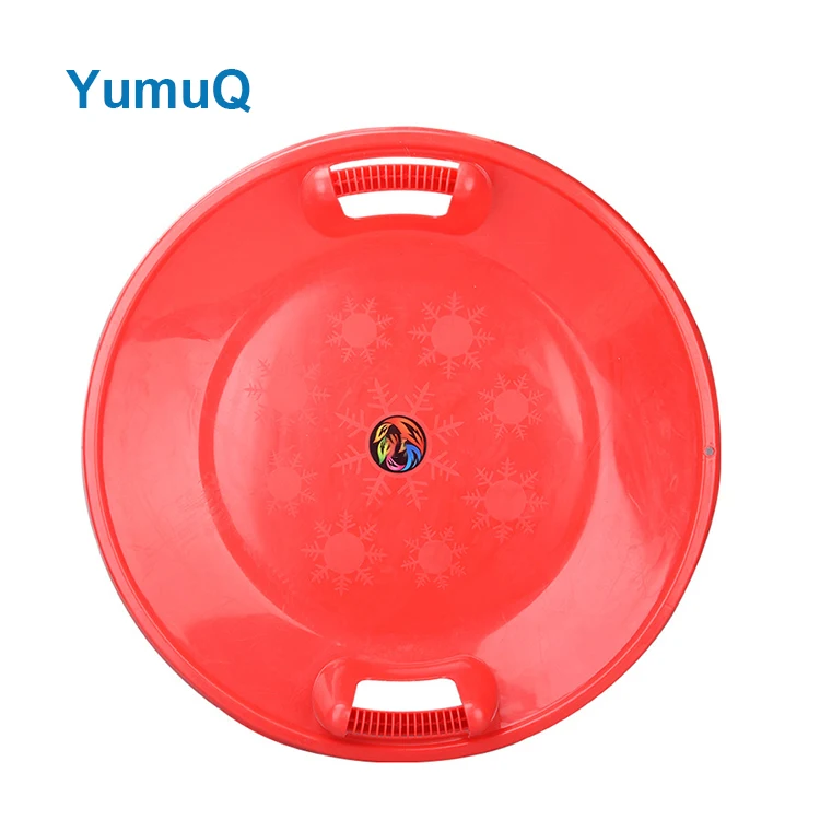 YumuQ Winter Sports Circle Plastic Sled Saucer, Heavy Duty Colorful Round Snow Saucer Sled For Children