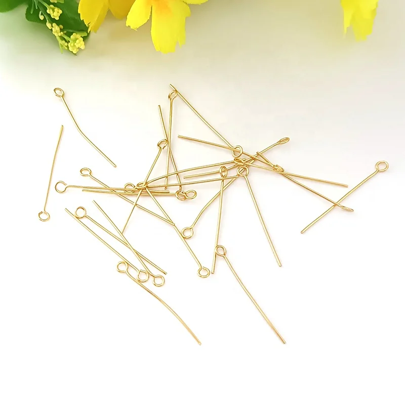 Jewelry Making Findings Eye Pins diy Bead Thread 14k Gold Stainless Steel Head Pins