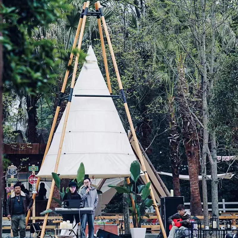 2023 new events wedding party decor tepee waterproof bamboo lantern tente tipi pyramid indian boho teepee tent for adults outdo
