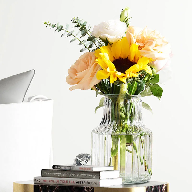 Living Room Simple Glass Transparent  big glass flower vase  crystal vases