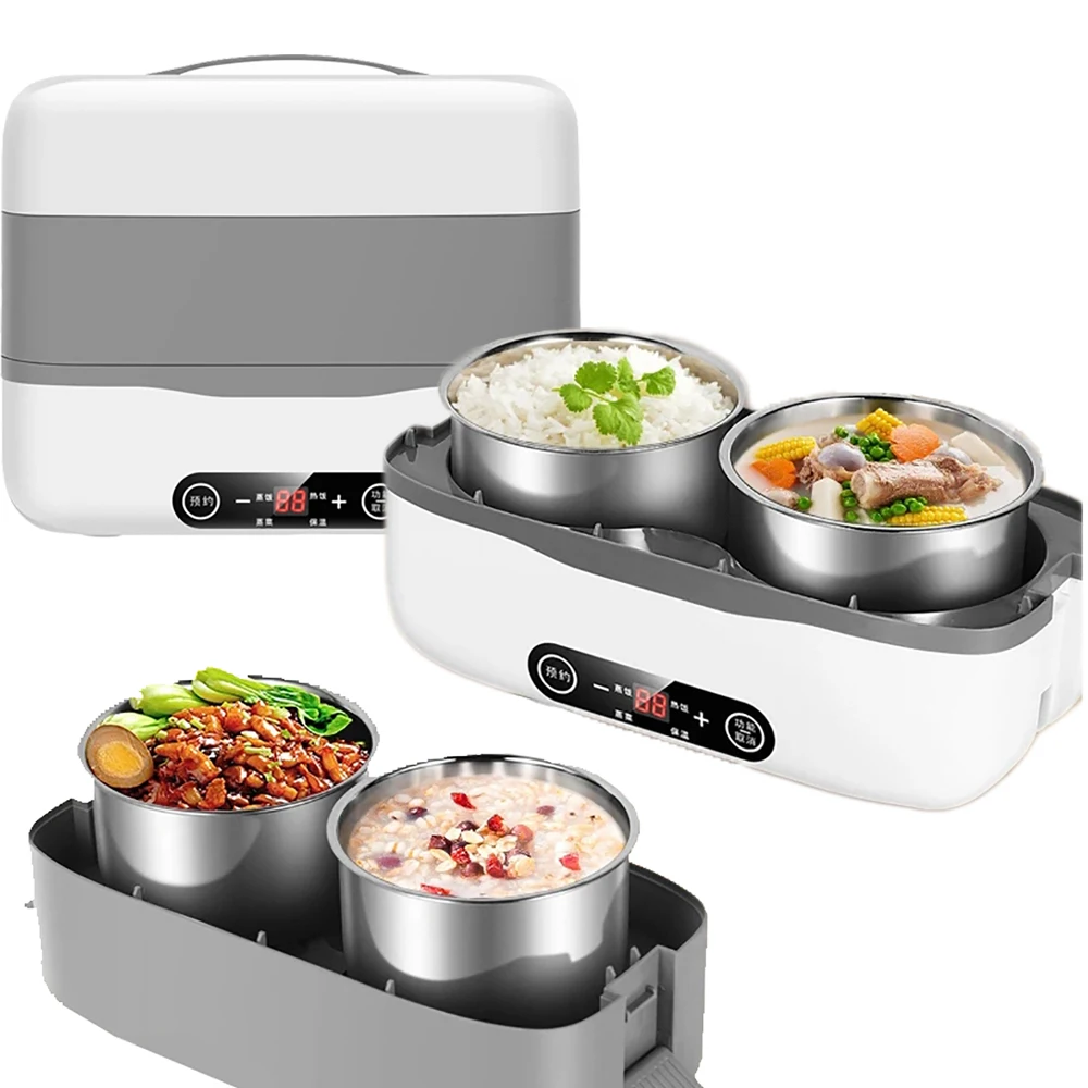 2 Layers Electric Lunch Box Food Warmer All-in-One Lunch Containers with Multiple Compartments for Adults & Kids