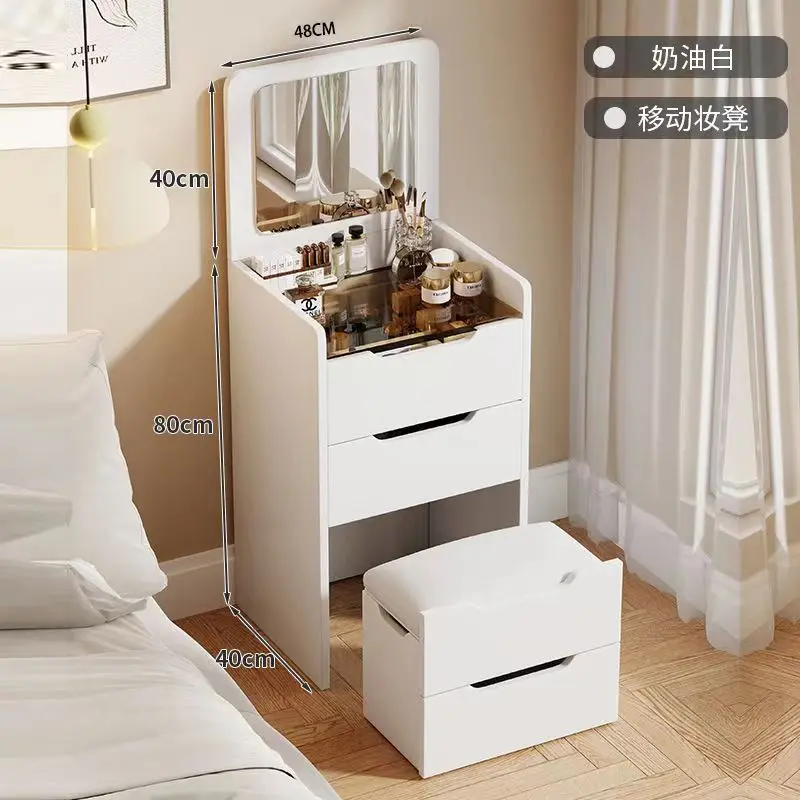 Folding Dressing Table Set with Mirror and Drawers Wooden Cosmetic table storage cabinet Makeup bedside table For Make Up Shops