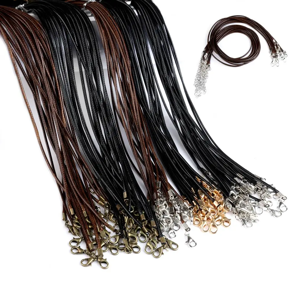 1.5mm 2mm Various Colors Lobster Clasp Wax Cord Leather Rope Chain for Pendant Necklace Jewelry Making