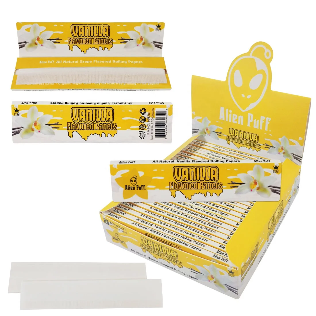 Customized You Own Logo HPF2811 Alien Puff Kingsize High Quality Vanilla Flavor Smoking Rolling Papers