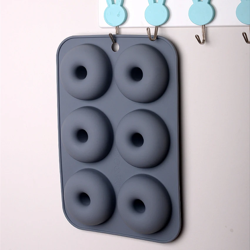 High Quality 6-Cavity Silicone Doughnut Mold Food Grade Carbon Steel Baking Pan With Square Shape for Cake and Muffin Pans