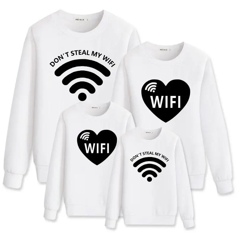 New Trend Sweatshirt Matching for Family Custom Wifi Print Soft Casual Sweater Wholesale Fashion Family Matching Shirt