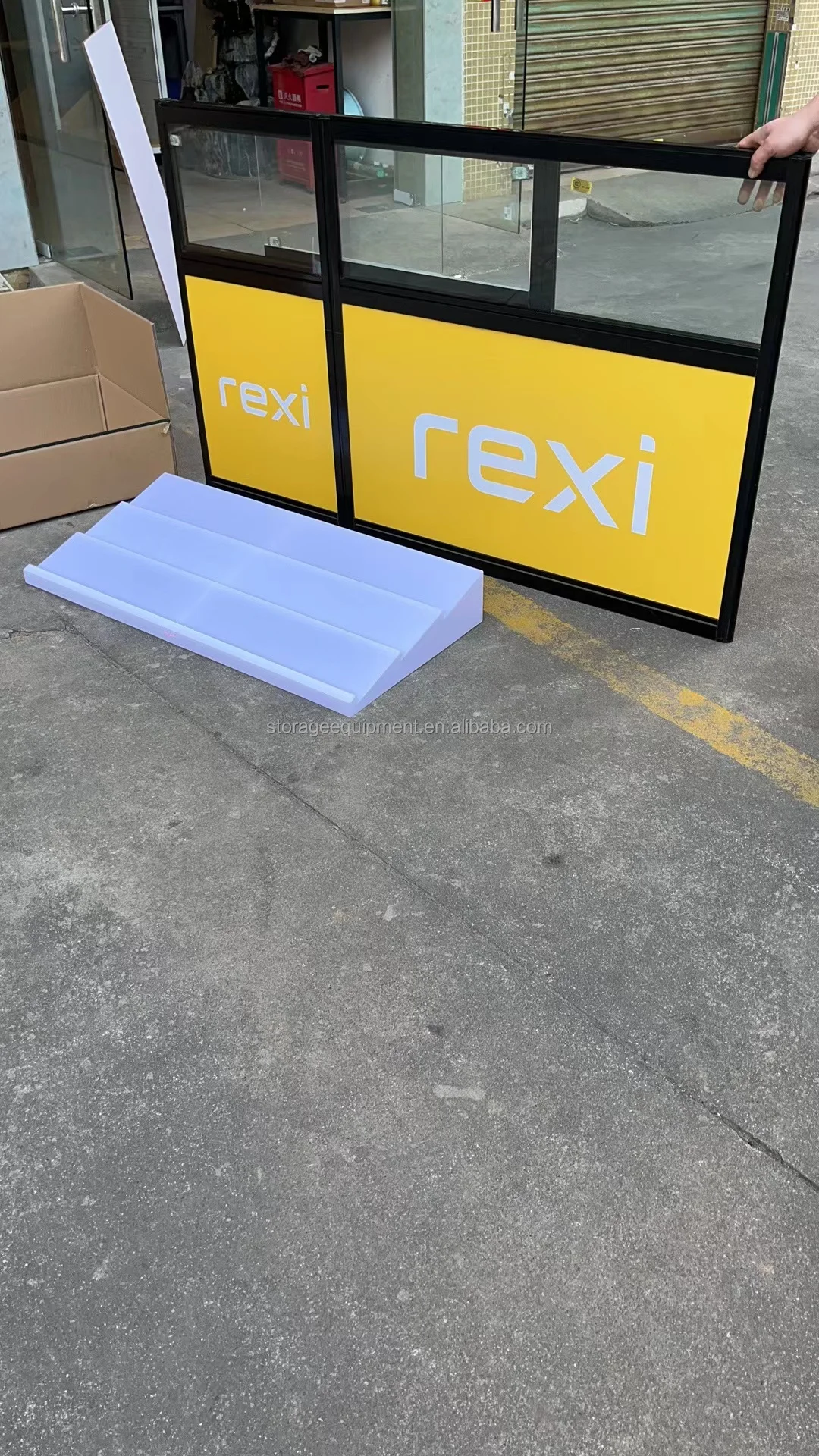 Foldable display showcase case,portable glass display cabinet for exhibition show