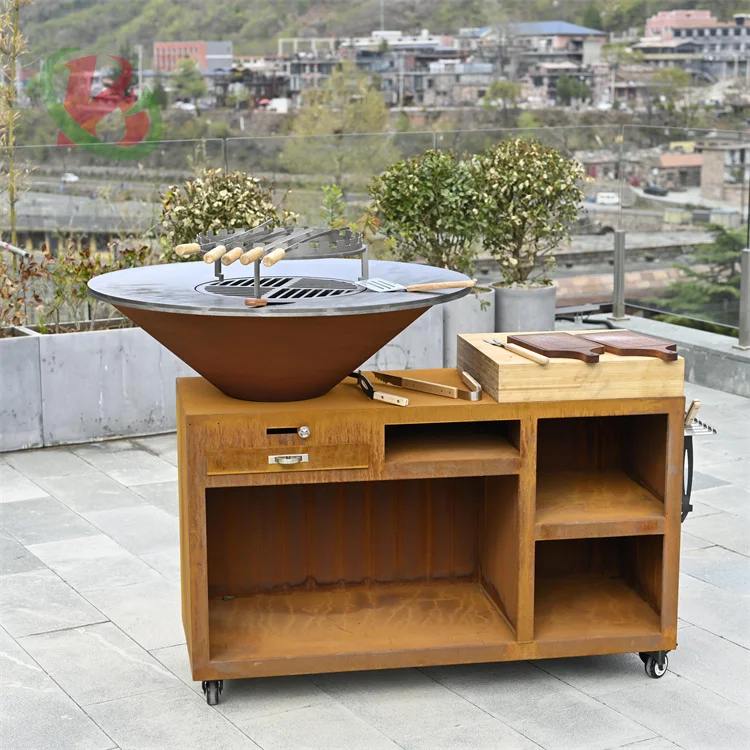 Garden outdoor grill station kitchen metal camping party fire pit barbecue