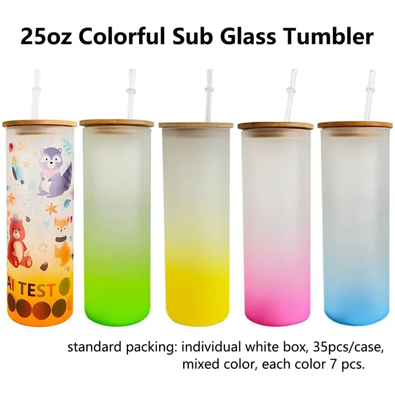 wholesale 12oz 16oz blank sublimation Beer Shaped Glass soda can with bamboo lid and clear plastic straw suitable for drink