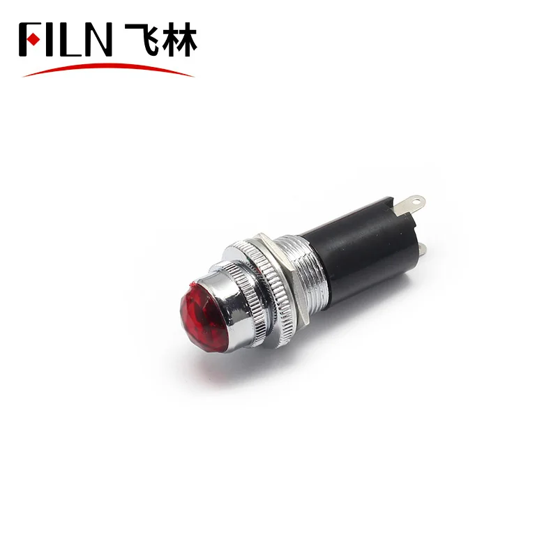 FILN 110V 16MM diamond led metal IP65 waterproof Socket head red green blue yellow led indicator light without wire
