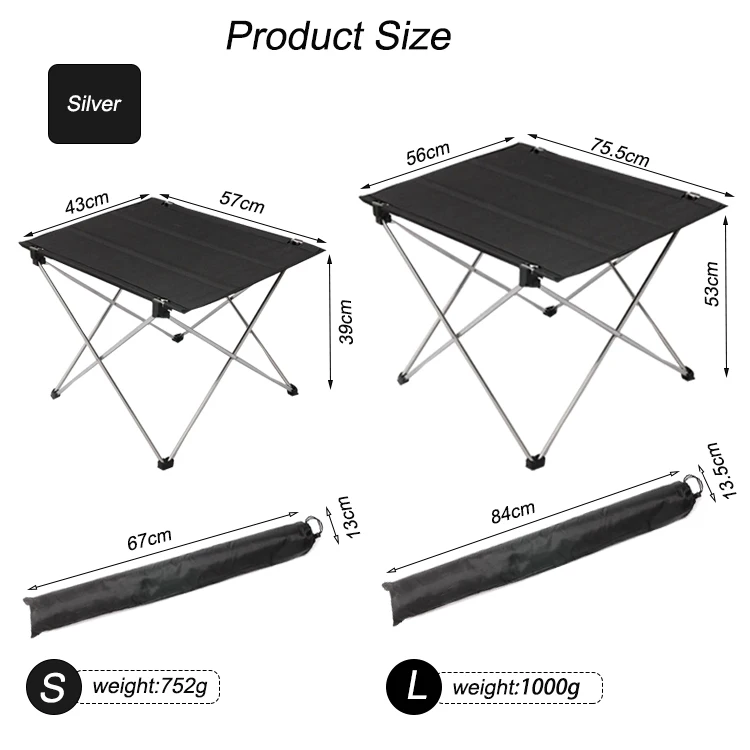 Singda Outdoor Portable Lightweight Table Oxford Cloth Table Top with Aluminum Frame Folding Camping Picnic Table