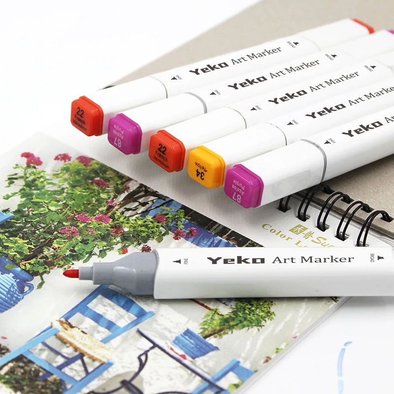 30/40/60/80 шт. спиртовые маркеры манга рисунок Маркеры Ручка на спиртовой основе эскиз жирной две ручки для рукоделия