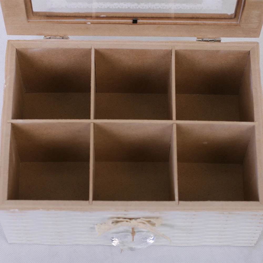 Food-grade MDF tea bag organizer storage box recycle tea storage box with separate compartments