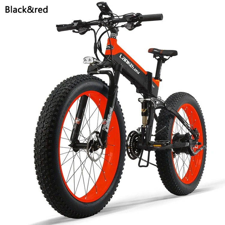 
EU quality LANKELEISI T750PLUS 26 inch ebike 48V1000W14.5AH Panasonic lithium battery fat tire folding electric bike 