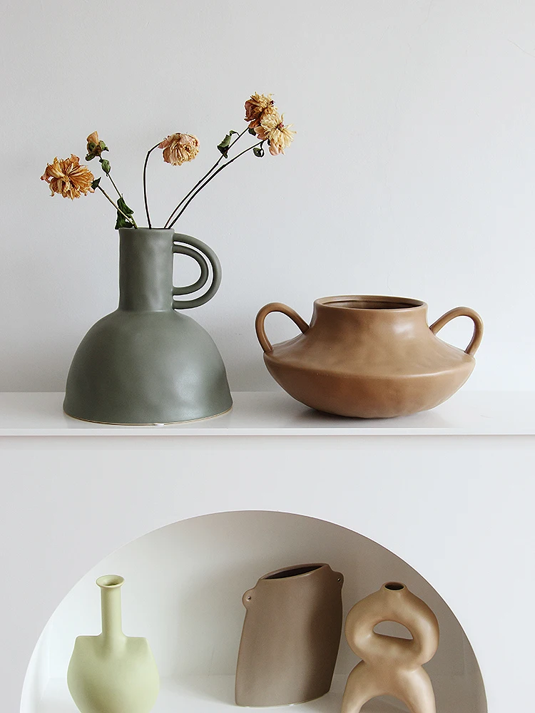 Custom Living Room Large morandi Modern Nordic Style Matte Colorful Flower Ceramic Vase for Wedding Home Decor