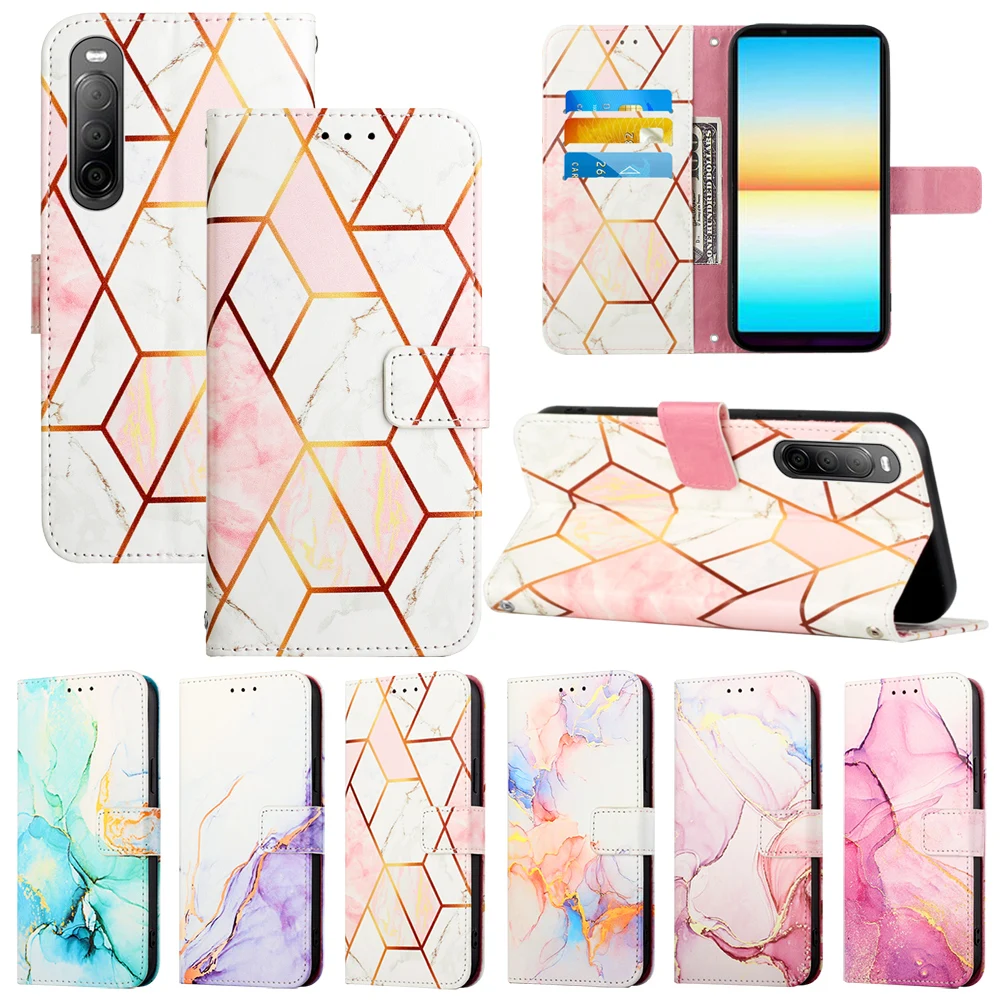 Marble Book Style Card Slot Cover Pouch PU Leather Phone Case For MOTO G Stylus 5G 2023 Wallet Bag Holster Capa Cover Cases