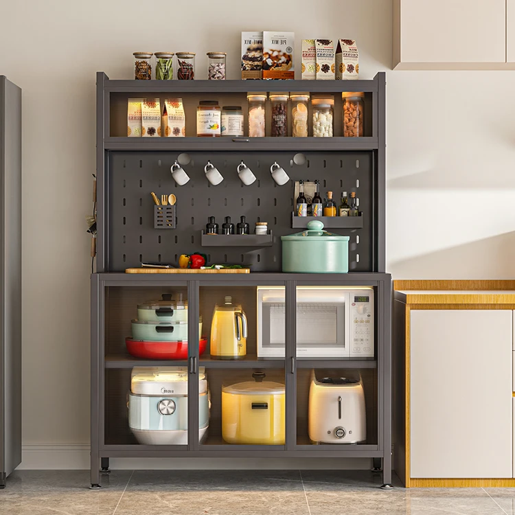 Kitchen Sideboard Cabinet Shelf Floor Multi-Layer Wall Integrated Locker Microwave Oven Multi-Functional Storage Cabinet