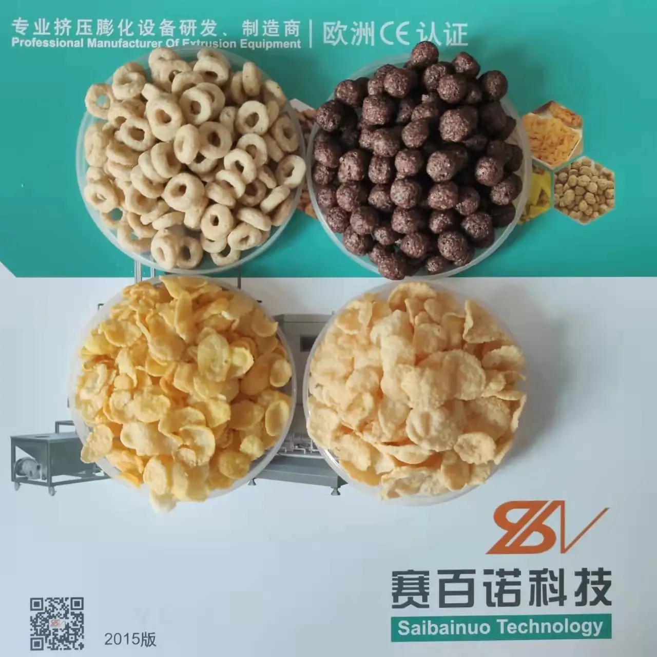 Capacity 180kg/h Automatic Oats Corn Flakes Making Extruder Machine Breakfast Cereals Production Line