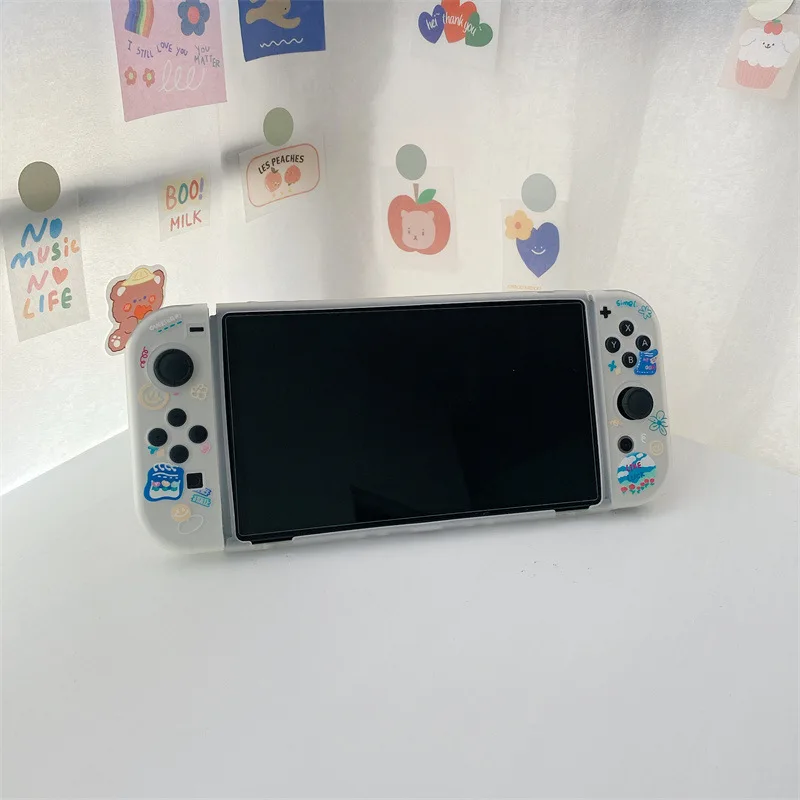 Противоударный нескользящий чехол из ТПУ с мультяшным рисунком для Nintendo Switch Oled