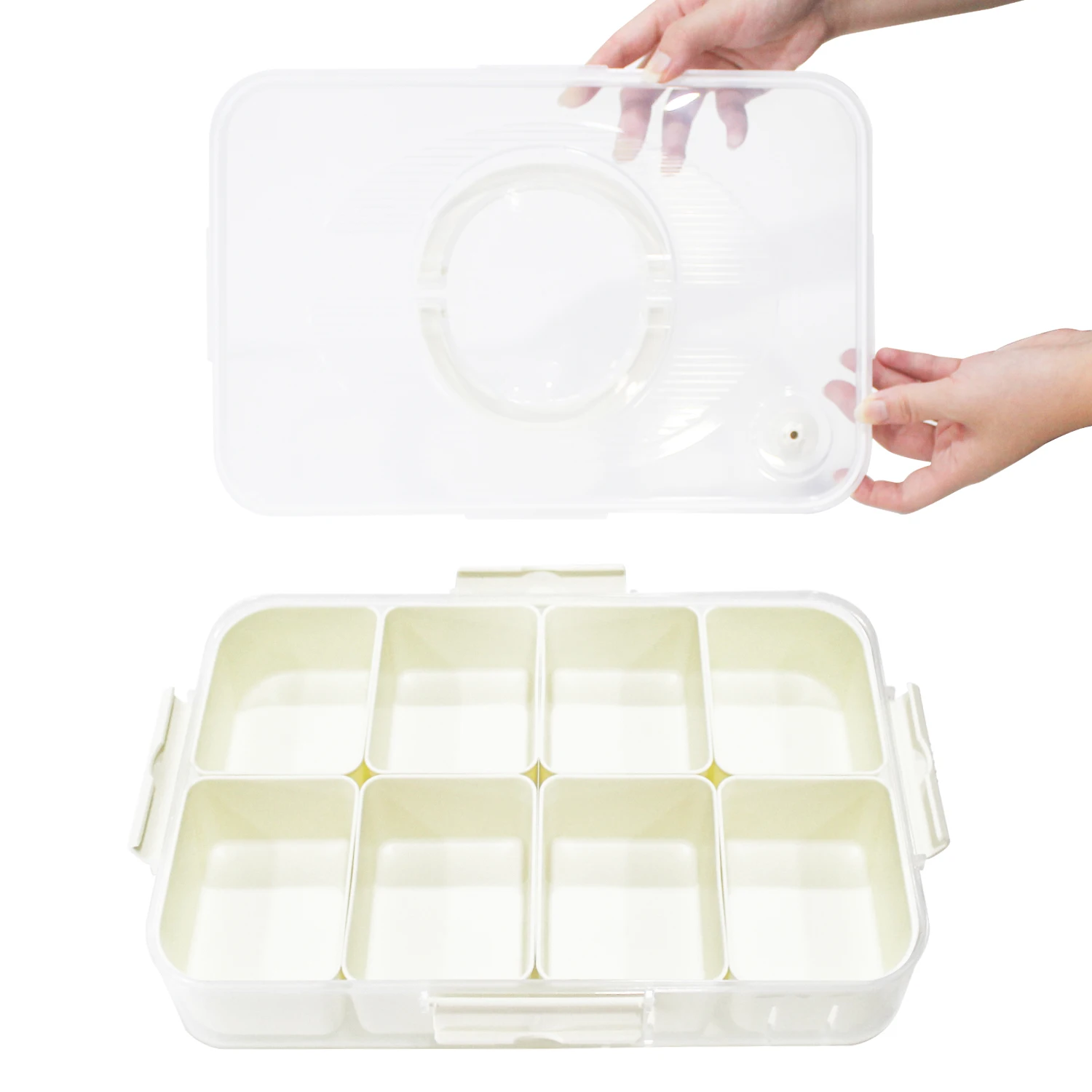 Classic Design Dishwasher Microwave Safe Plastic Snack Box Divided Serving Tray with Lid for Kitchen Camping Use Food Container