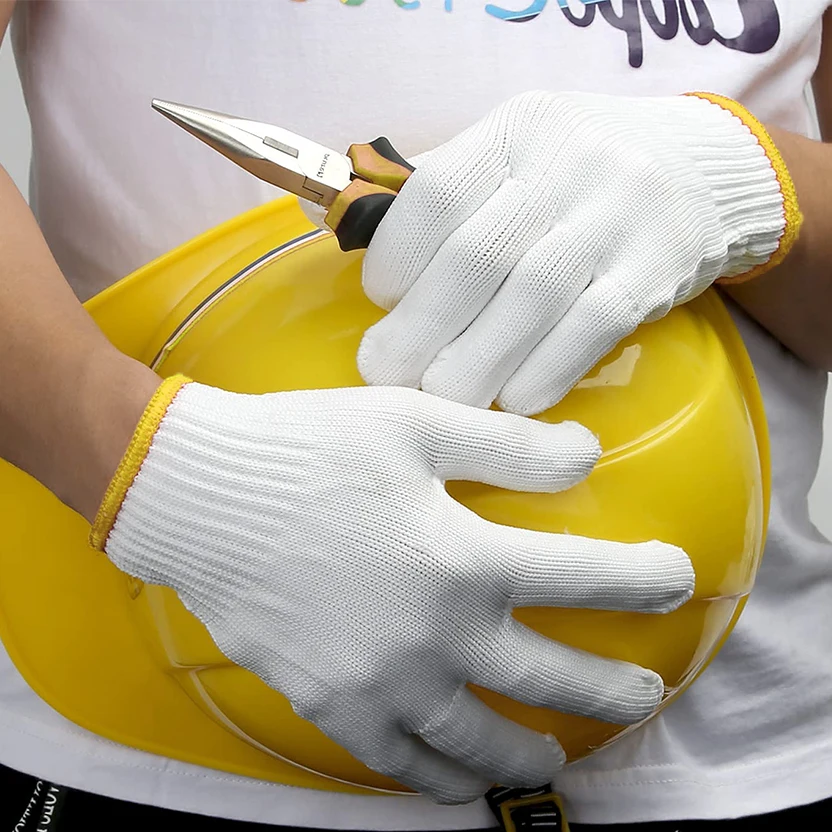 Factory Direct Wholesale Manufacture White Cotton Gloves 7/10 Gauge Construction Hand Protective Work Glove For Industry