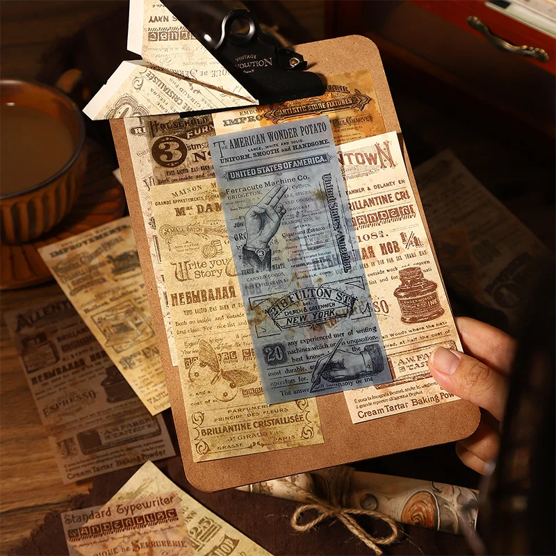 20 sheets per pack Dual Material Vintage Header Notebook Coffee Oldies Series 6 Backing Papers