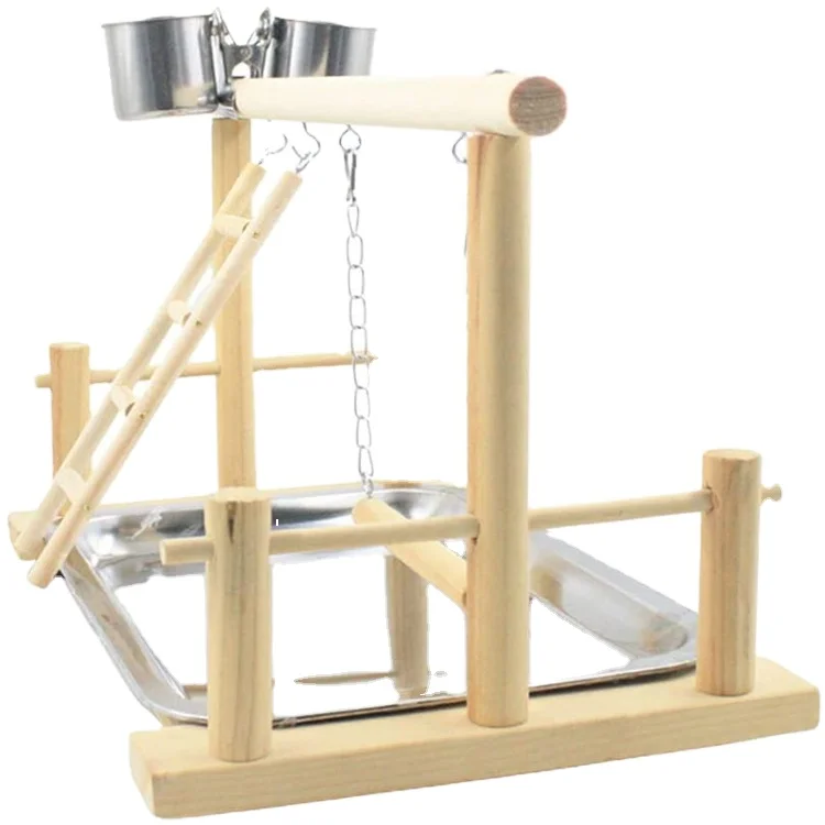 zss470 Bird Toy Activity Center Birdcage Stands with Bird Perch Ladder Hammock Feeder Playground for Cockatiel Parrot