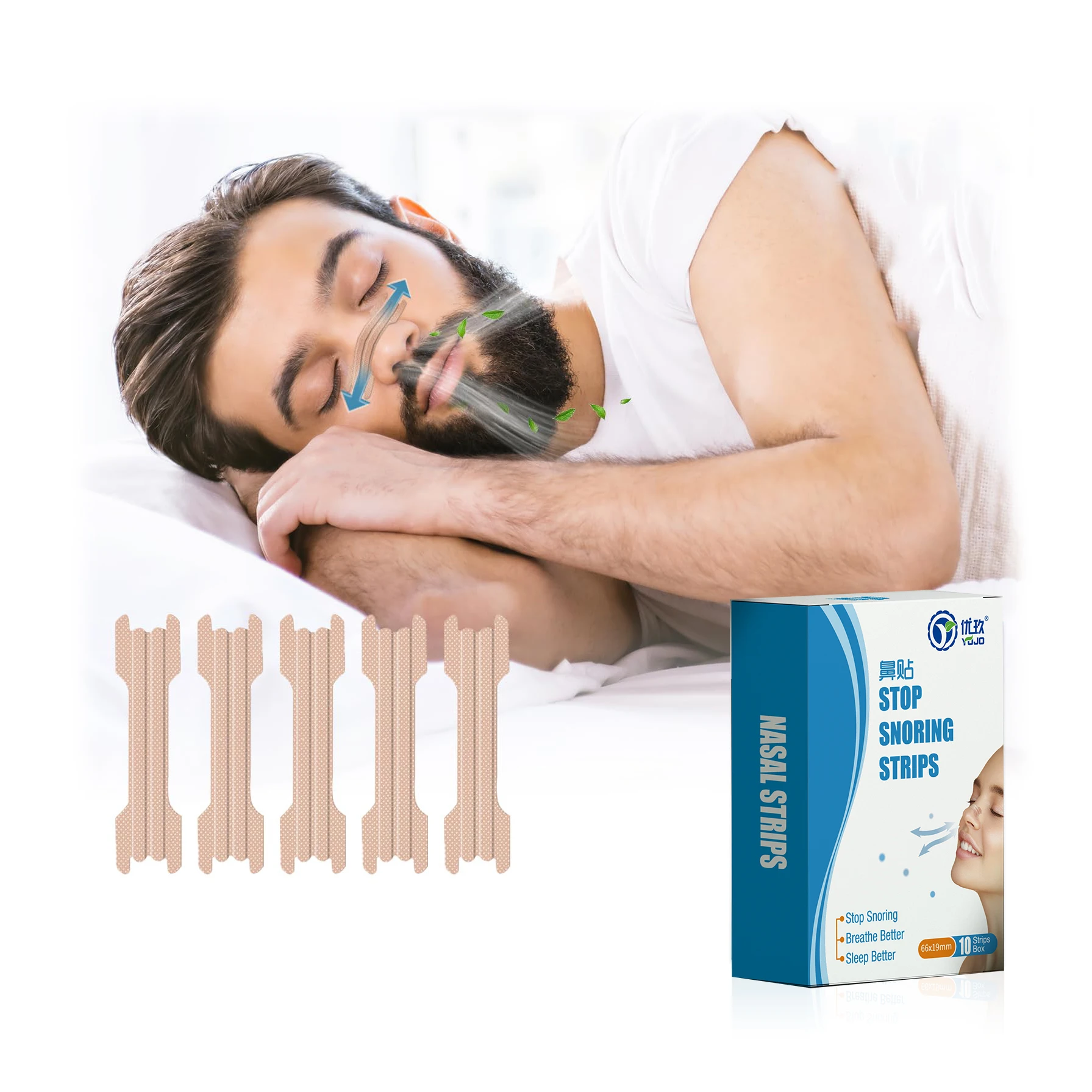 Three Flexible Spring Slip Right Sleep 30pcs Anti Snoring Strip Clear Passage Better Breath Nasal Strips for Breathing