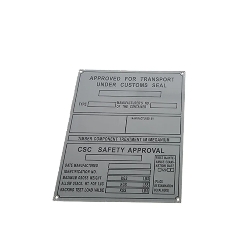 304 Stainless Steel CSC Safe Plate ISO Shipping Container Pars & Accessories