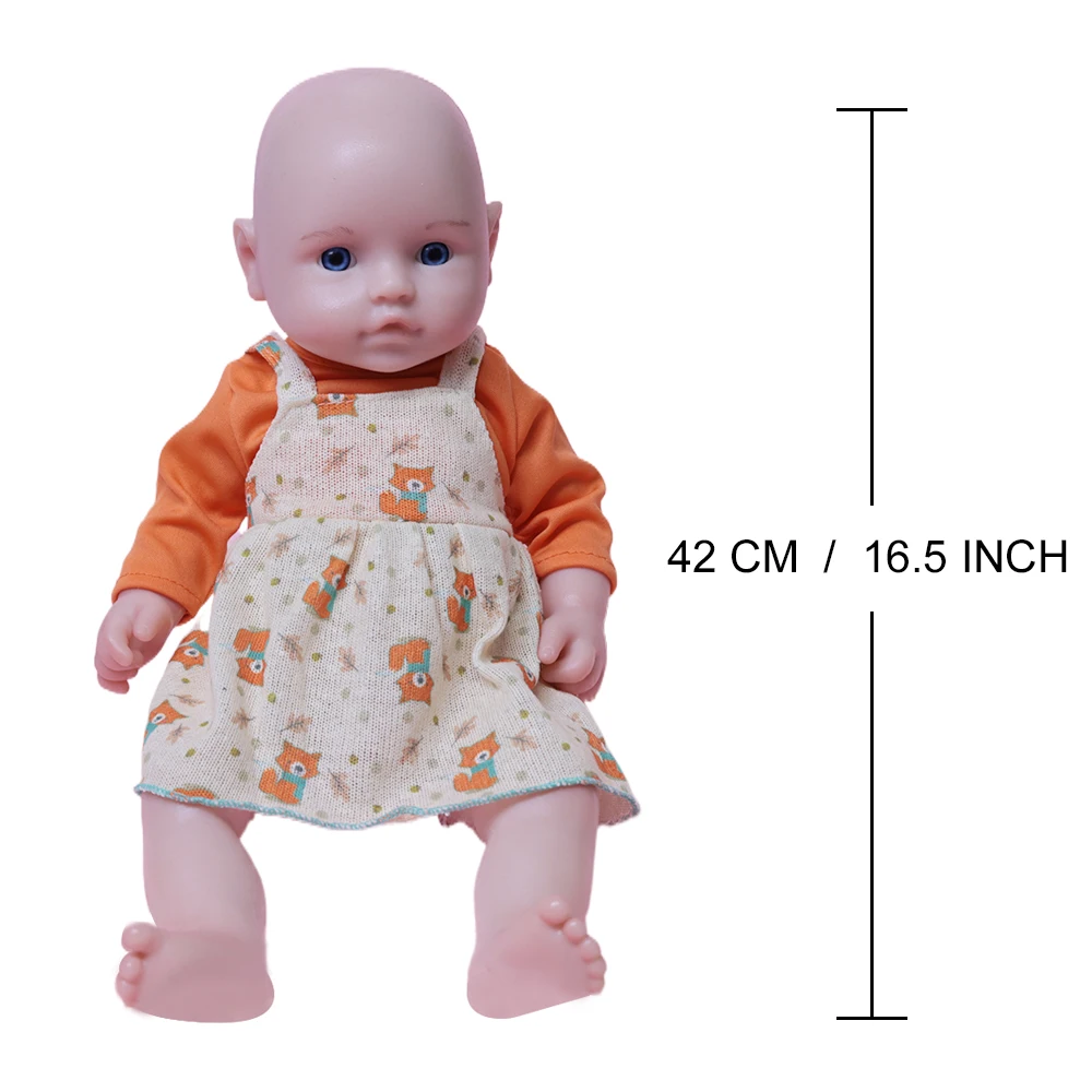 16.5inch Real Reborn Doll Baby Silicone Body(girl) Newborn Baby Lifelike Painted Skin With Pacifier bottle and outfit for gifts