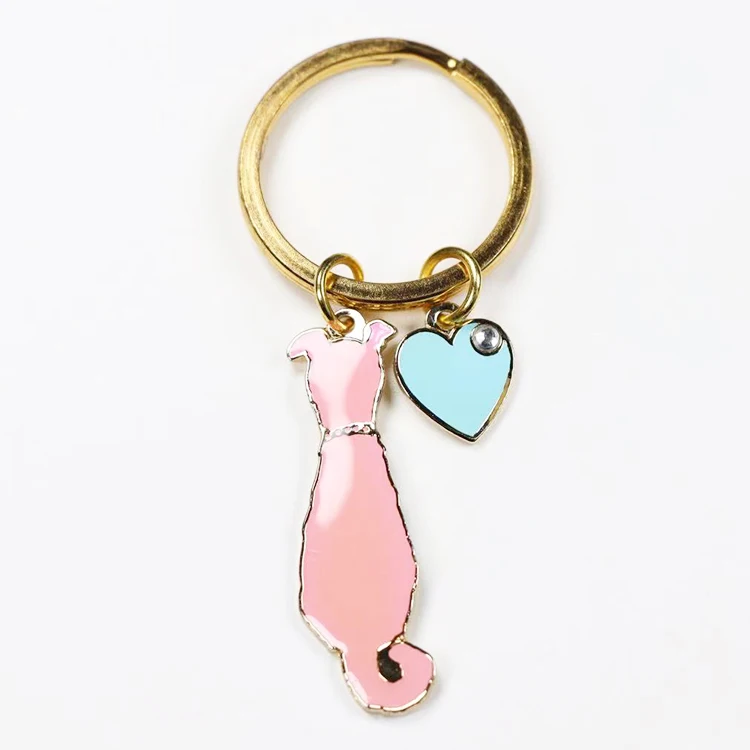 Wholesale Custom Shape Floating Cute Couple Love  Metal Keychain love couple keychain