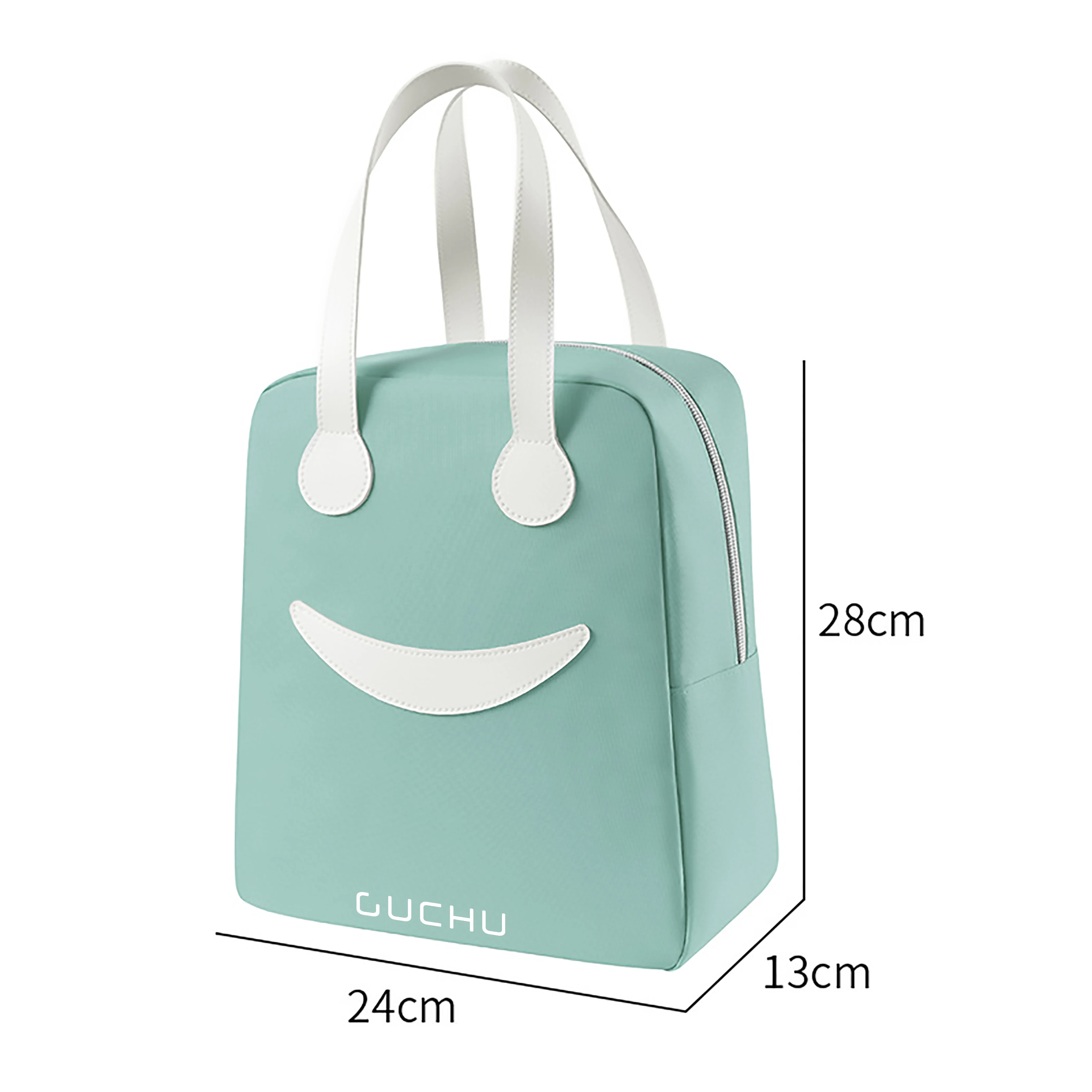 Smiling face insulated cooler bag portable and cute picnic tote lunch bag for childrens and adult