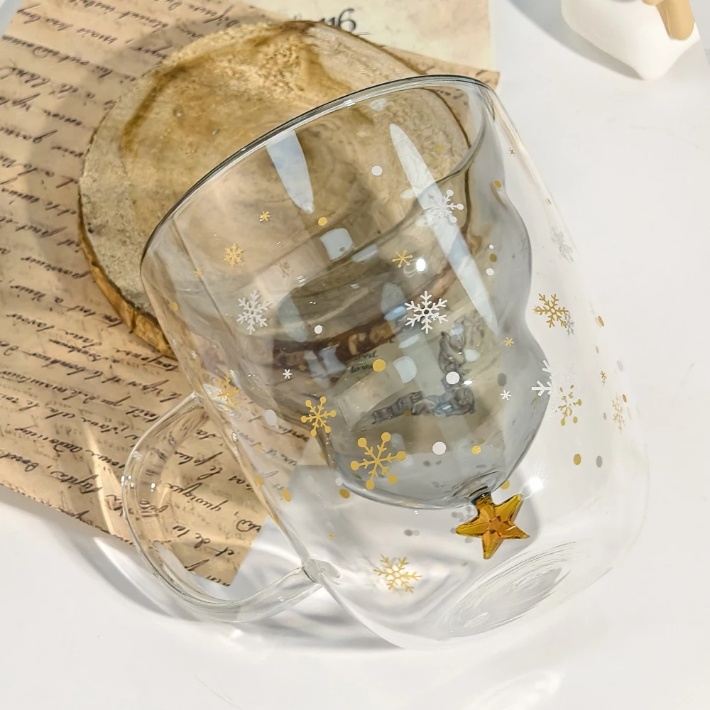 2024 Transparent Double Wall Thermal Glass Cup without Handle Cute Design Style Beer Shape for Coffee and Drinks